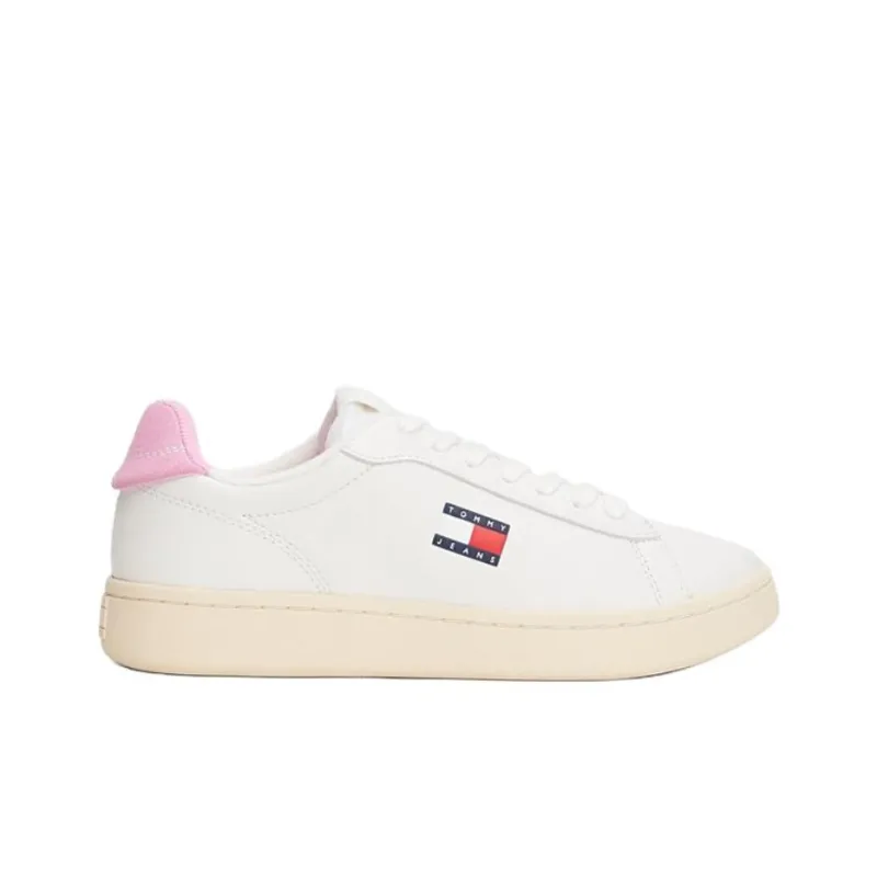 Tommy Hilfiger Trainers Low Top Skateboard Shoes Women's White Pink-1