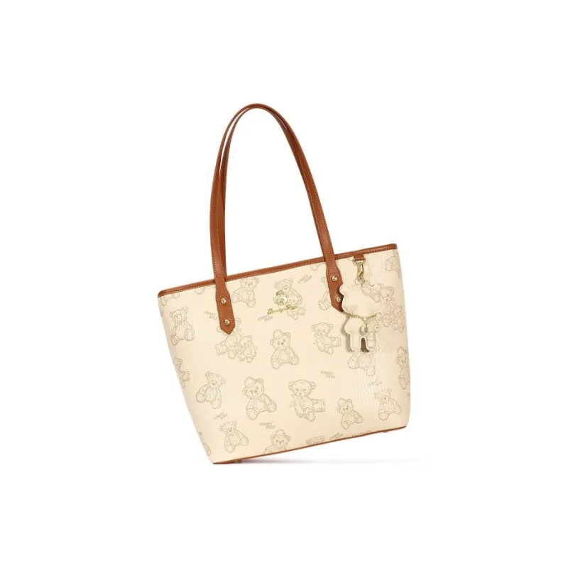 DANNYBEARJEANS PVC Tote Bag, Shoulder Bag Regular Women's Cherry Blossom Pink/Creamy Apricot/Cocoa Brown-4