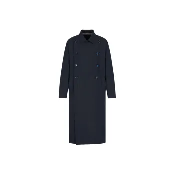 GIORGIO ARMANI Linen And Viscose Double breasted Overcoat