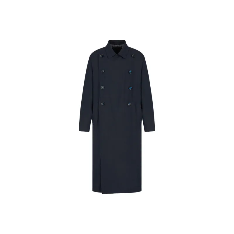 GIORGIO ARMANI Linen And Viscose Double breasted Overcoat-0