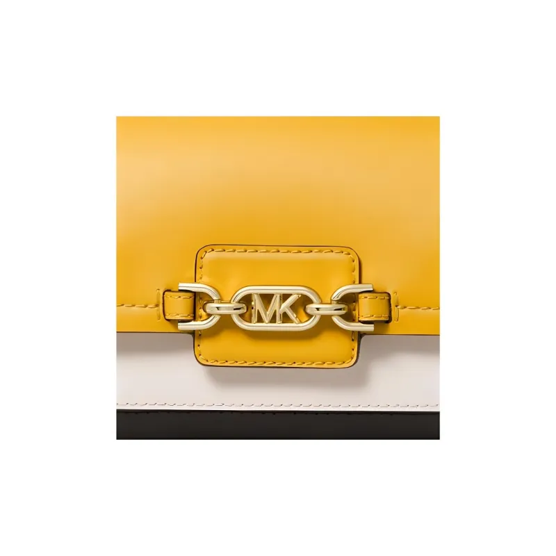 MICHAEL KORS Heather Cow Leather Crossbody Bag, Shoulder Bag Trumpets Women's Yellow & Black & White-3