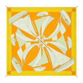 TORY BURCH 100% Mulberry Silk Scarves Unisex Orange