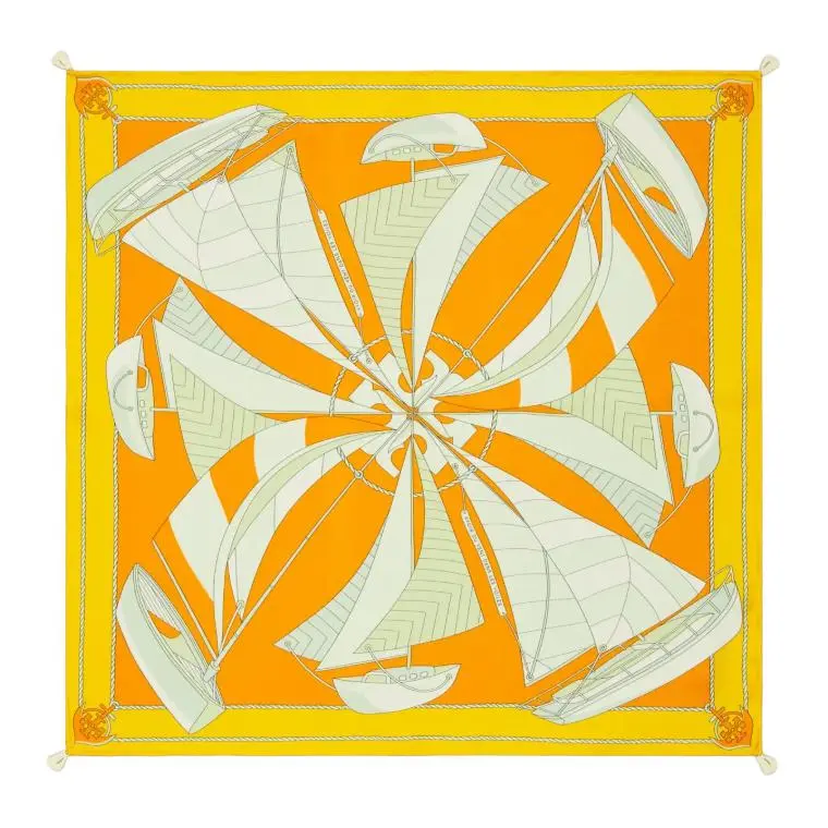 TORY BURCH 100% Mulberry Silk Scarves Unisex Orange-0