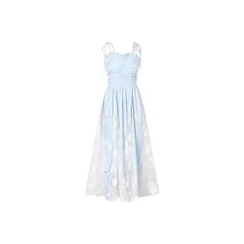 ETSE Slip Dresses Women's Blue Plaid Camisole Dress