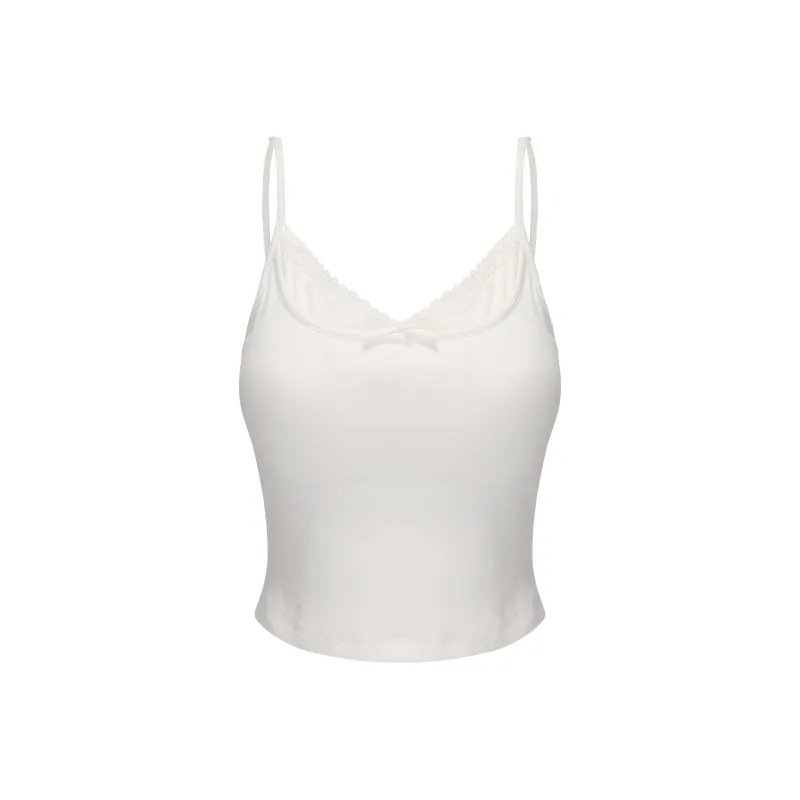 CHIWAWAMEME Tank Tops Women's Milk White With Pads Tank Top-0