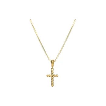 David Yurman 18K Gold Cable Cross Pendant Necklace