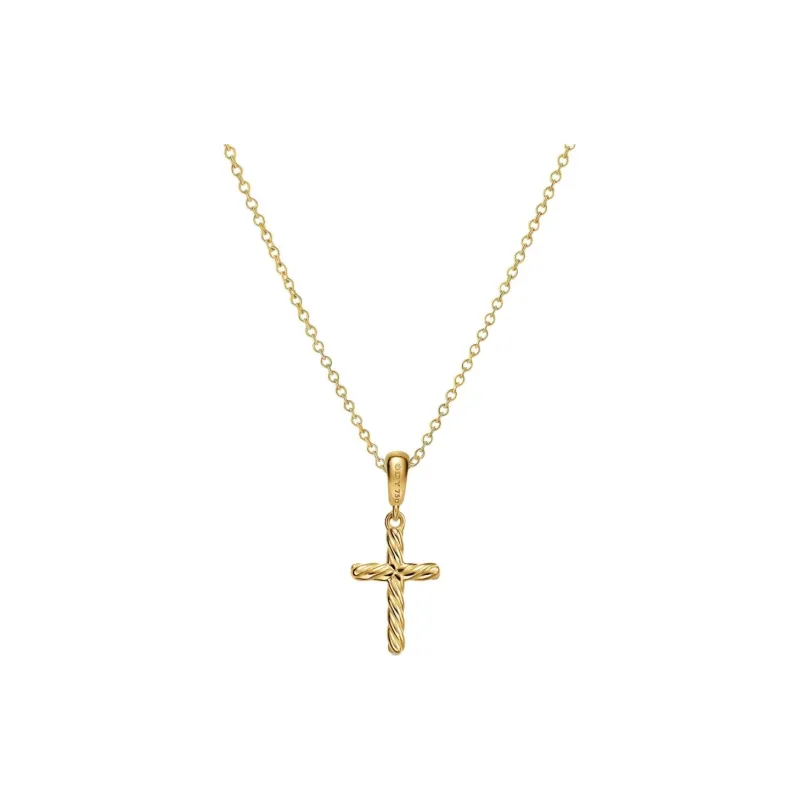 David Yurman 18K Gold Cable Cross Pendant Necklace-0