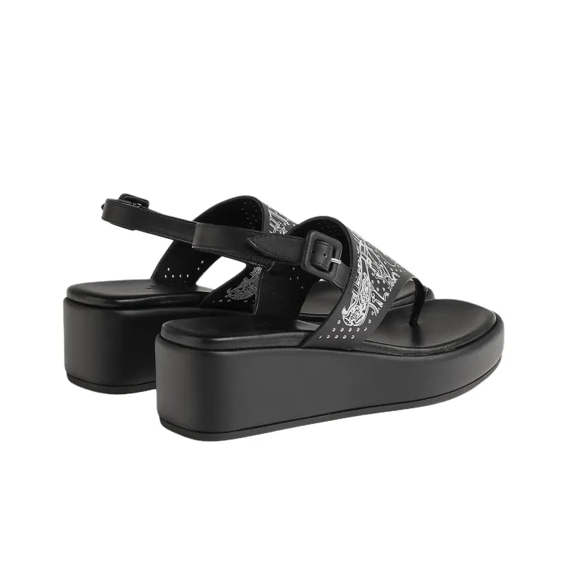 HERMES Karima One Strap Sandals 4.5cm Women's Black-3