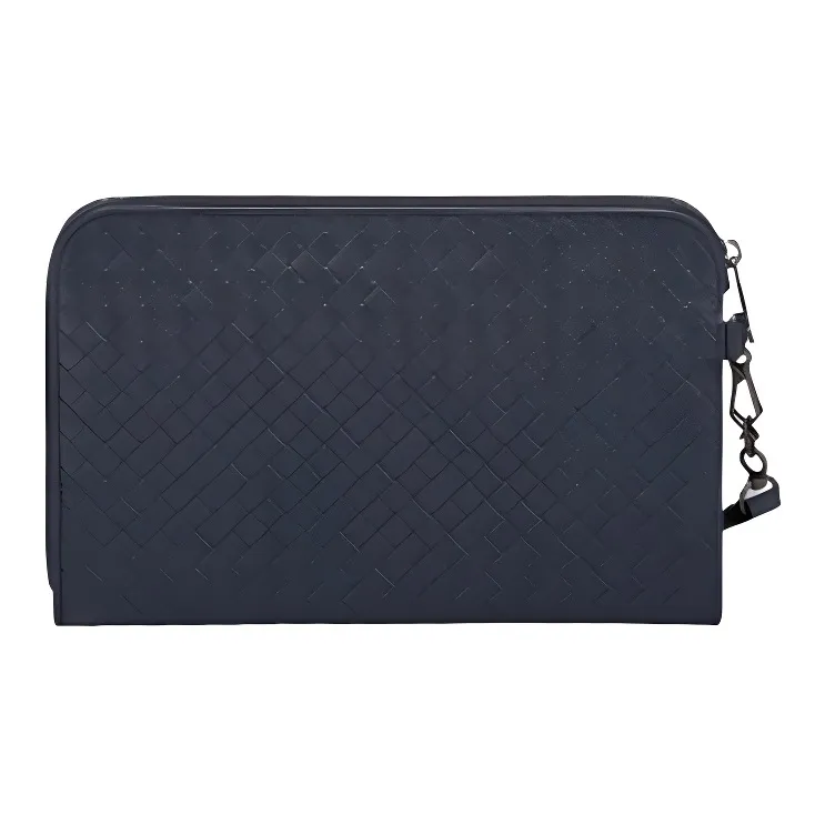 Bottega Veneta Leather Clutch Men's Dark Blue-1