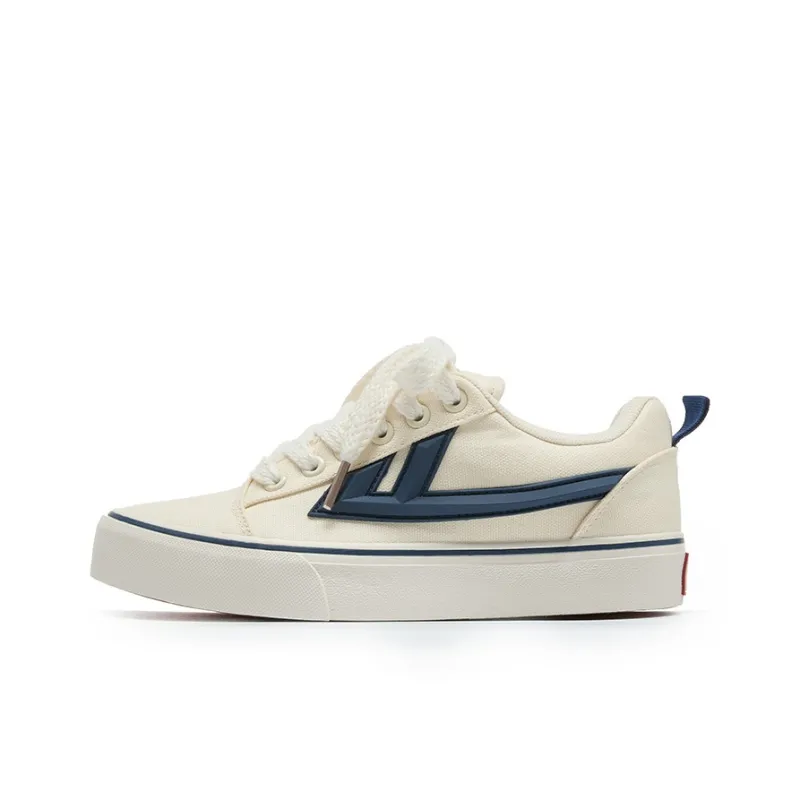 Warrior Wear resistant And Lightweight Low Top Canvas Shoes Unisex Beige Dark Blue-0