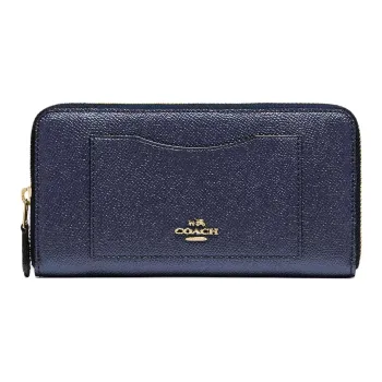 COACH Accordion Zip Wallet Leather Wallet Trumpets Women's Marine Blue