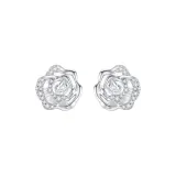 Blossom Rose White Mother of Pearl Stud Earrings (Silver)