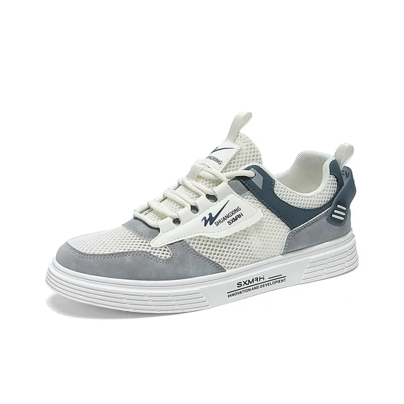 Binary Breathable And Lightweight Low Top Skateboard Shoes Men's Beige Gray-3