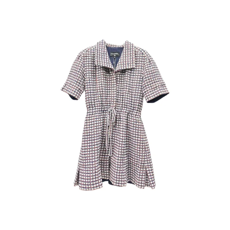 CHANEL 19P Short Sleeved Dress Women's Pink-0