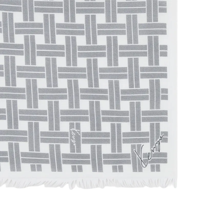 KENZO Cotton Knit Scarves Unisex Light Gray-1
