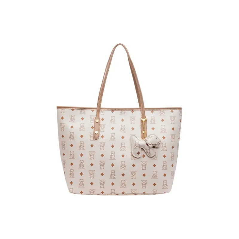 RIVMIND PU Tote Bag, Shopping Bag, Shoulder Bag Women's White/Black/Pink/Brown/Black & White-25