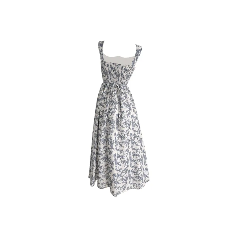 ETSE Slip Dresses Women's Blue Ink Floral Dress-1
