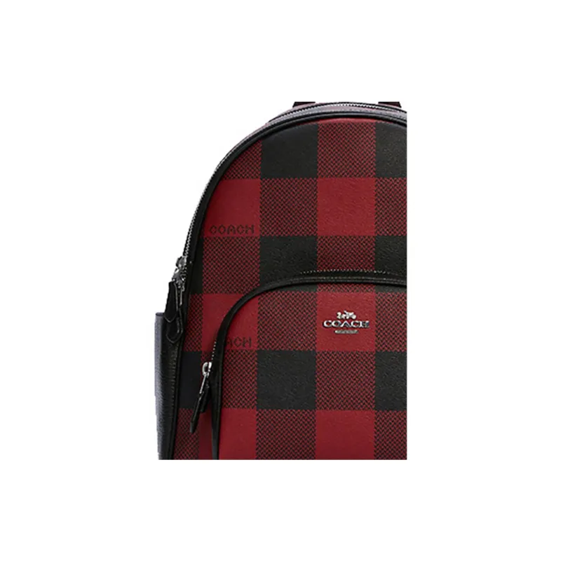 COACH Court Canvas Backpack Regular Women's Black Red-3