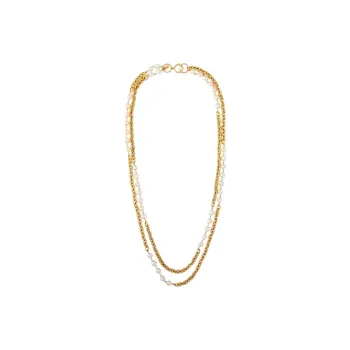 CHANEL 1985 Pearl embellished Double chain Necklace