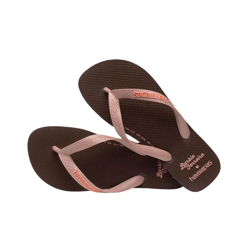 Havaianas Rubber Sole Abrasion Resistant Flip Flops Unisex Brown-2