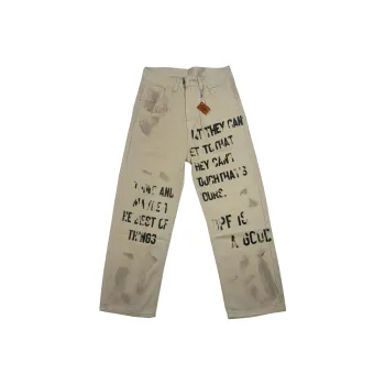 HOKLV Jeans Unisex Dirty White