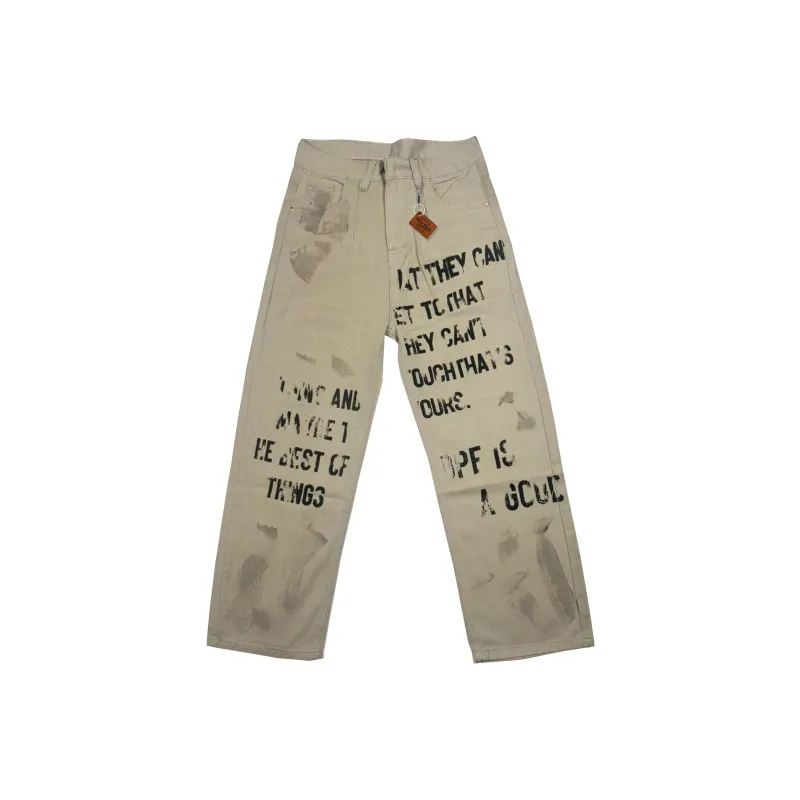HOKLV Jeans Unisex Dirty White-0