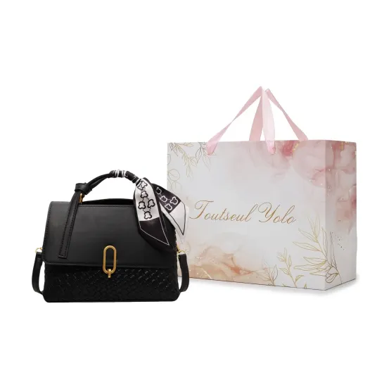 TOUTSEUL YOLO PU One Shoulder Handbag Regular Women's Black/Coffee & Brown & White/Coffee & Green-25
