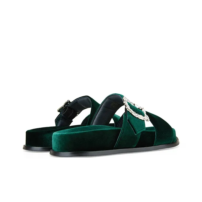 D FUSE SCANDINAVIA Rubber Sole Rhinestone Fuzzy Slip Resistant Slide Slippers Women's-3