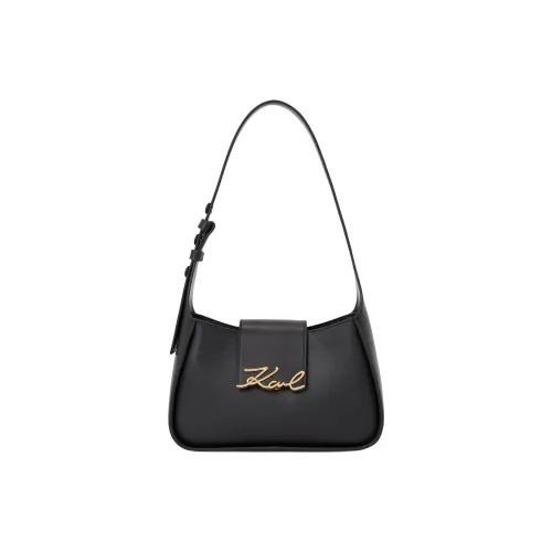 KARL LAGERFELD K/SIGNATURE Leather Shoulder Bag Trumpets Women's Black