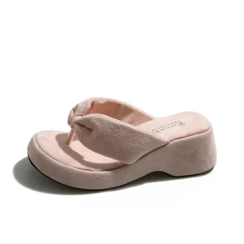 AFJI Rubber Sole Abrasion Resistant Flip Flops Women's Pink Flannelette