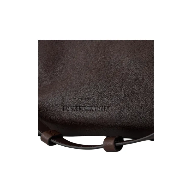 EMPORIO ARMANI Cow Leather Tote Bag, Shopping Bag, Crossbody Bag, Handbag Extra Large Men's Brown-3
