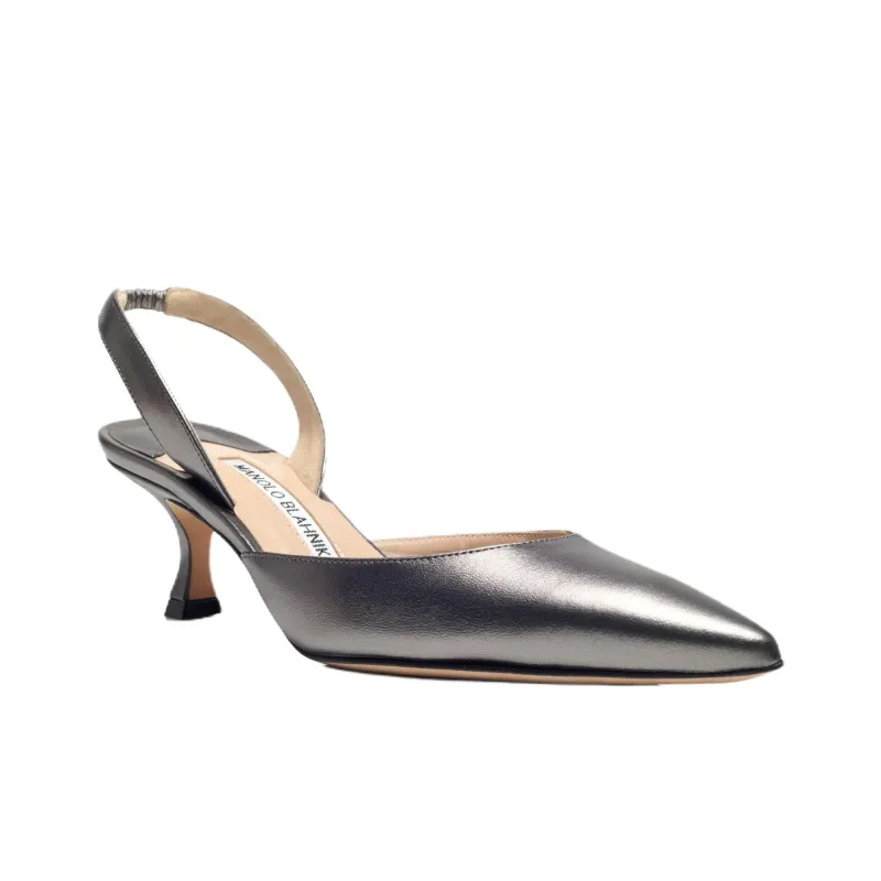 MANOLO BLAHNIK Carolyne Slim Heel High Heels 5cm Women's Silver-2
