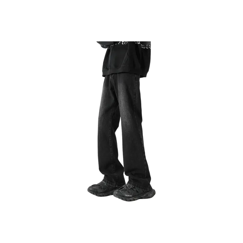 HUANQIU Jeans Unisex Black Gray-24