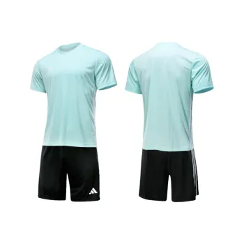 Adidas AEROREADY COMMERCIAL Soccer Jersey Set Short Sleeved Shirt+Shorts Men's 2 Piece Set Azure/Black