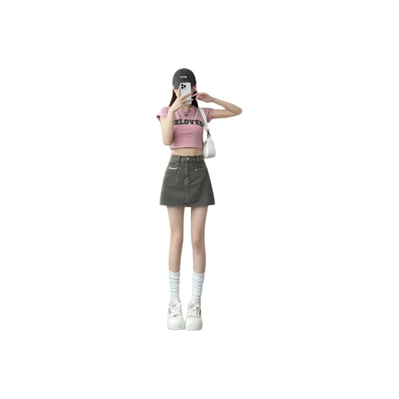 YINLEI Denim Short Skirts Women's-1
