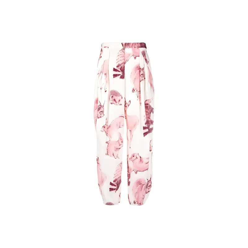 Stella McCartney High-Waist Animal-Printed Pleated Trousers-0