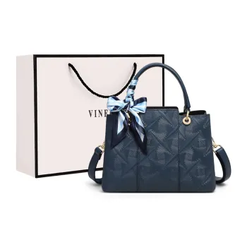 VINEY Cow Leather Handbag, Shoulder Bag, Crossbody Bag Regular Women's Blue