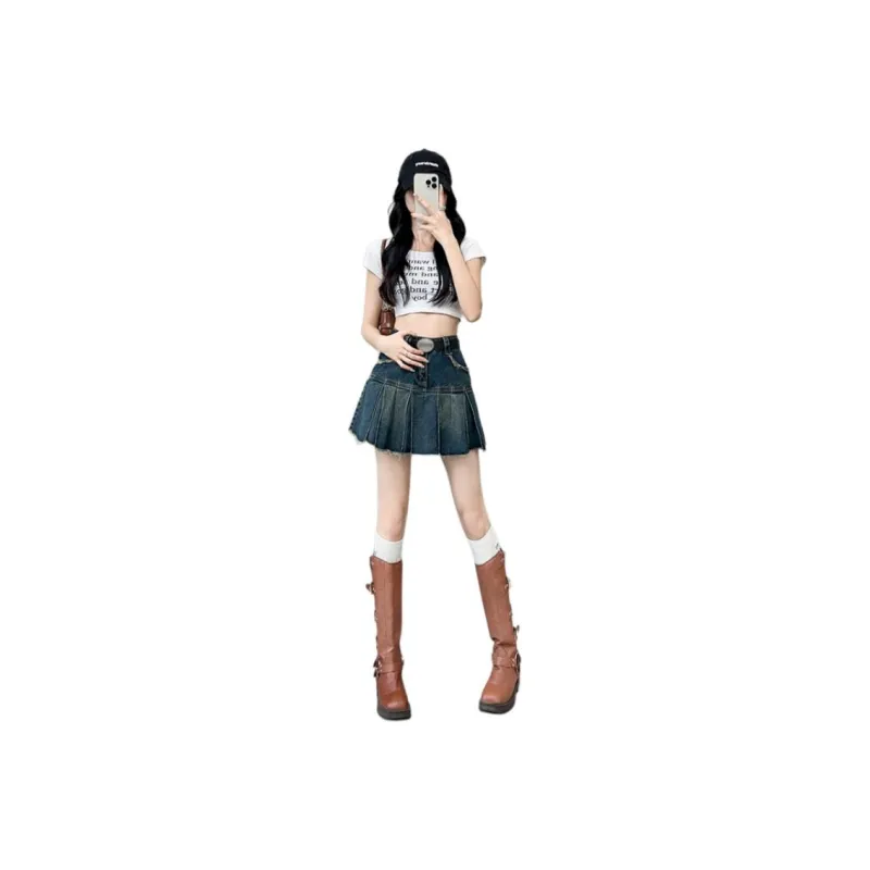 YINLEI Denim Short Skirts Women's-1