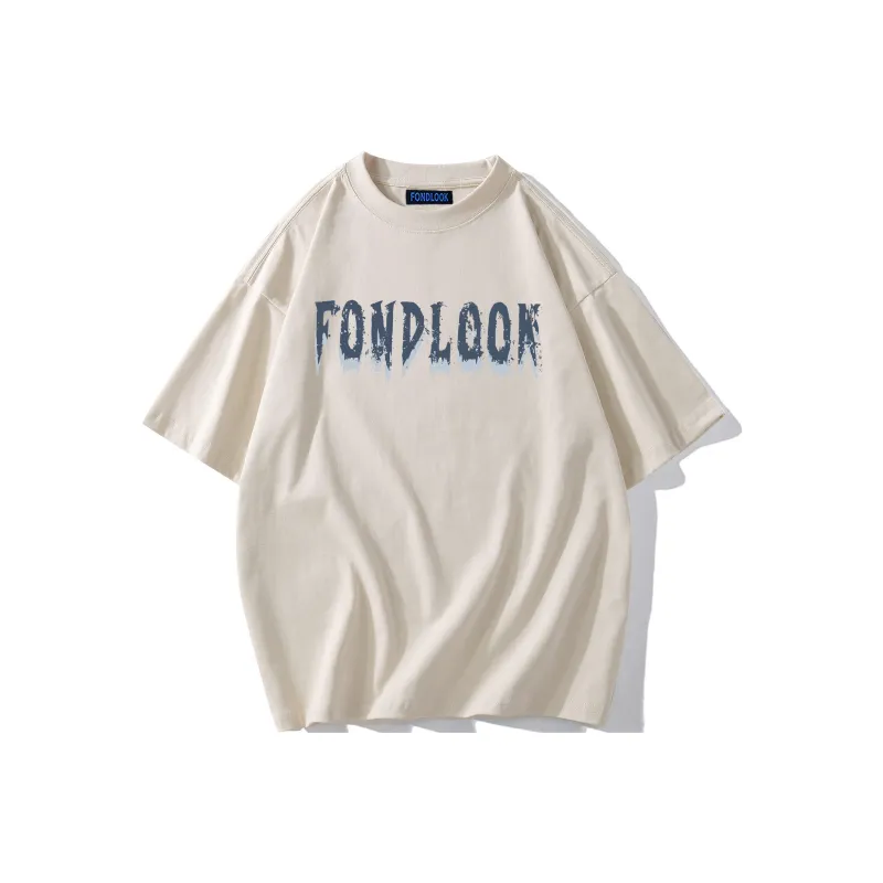 FONDLOOK T Shirts Unisex Light Beige Apricot-1