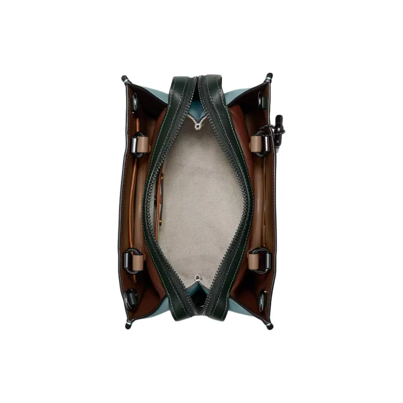 COACH Rogue Label Shoulder Bag, Crossbody Bag, Handbag Medium Size Women's Tin & Lead & Sage Green Multicolor-2