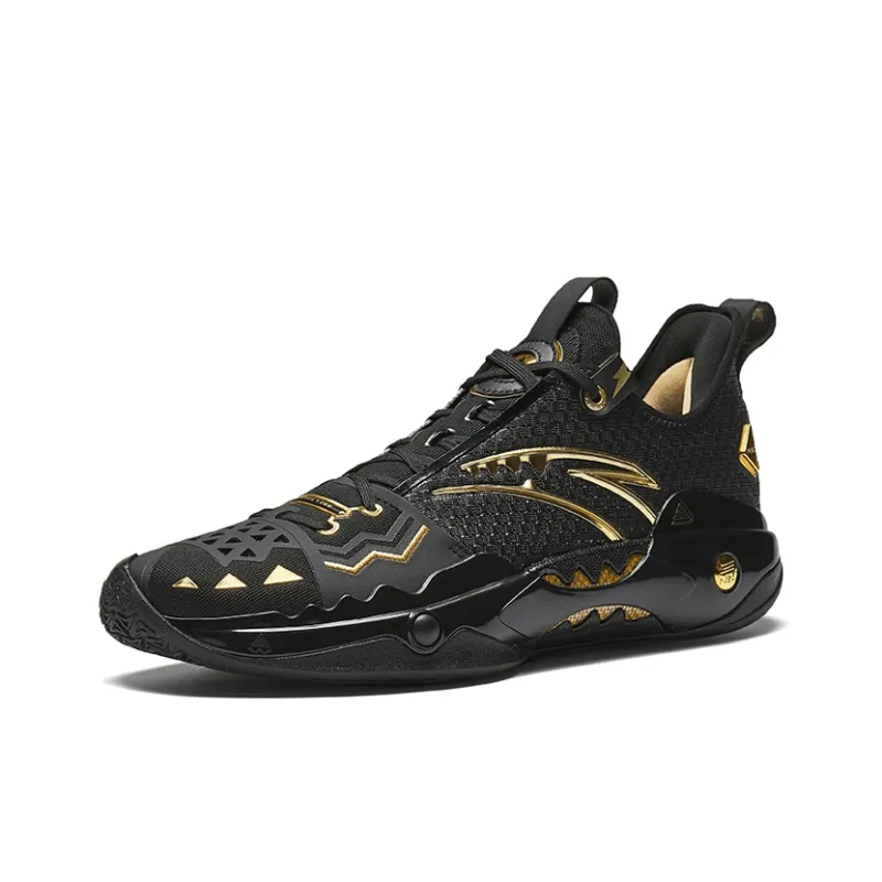 Anta Frenzy 5 Pro Cushioning, Wear Resistant Low Top Carbon Plate Basketball Shoes Men's Black Gold-1