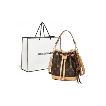 RED DRAGONFLY PVC Bucket Bag, Shoulder Bag, Crossbody Bag, Handbag Regular Women's Multicolor