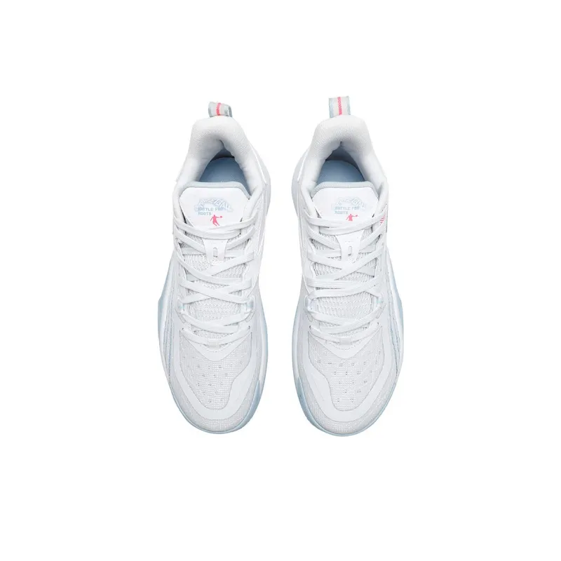 QIAODAN Slip Resistant Abrasion Resistant Shock Absorbers Low Top Basketball Shoes Men's White Blue-3