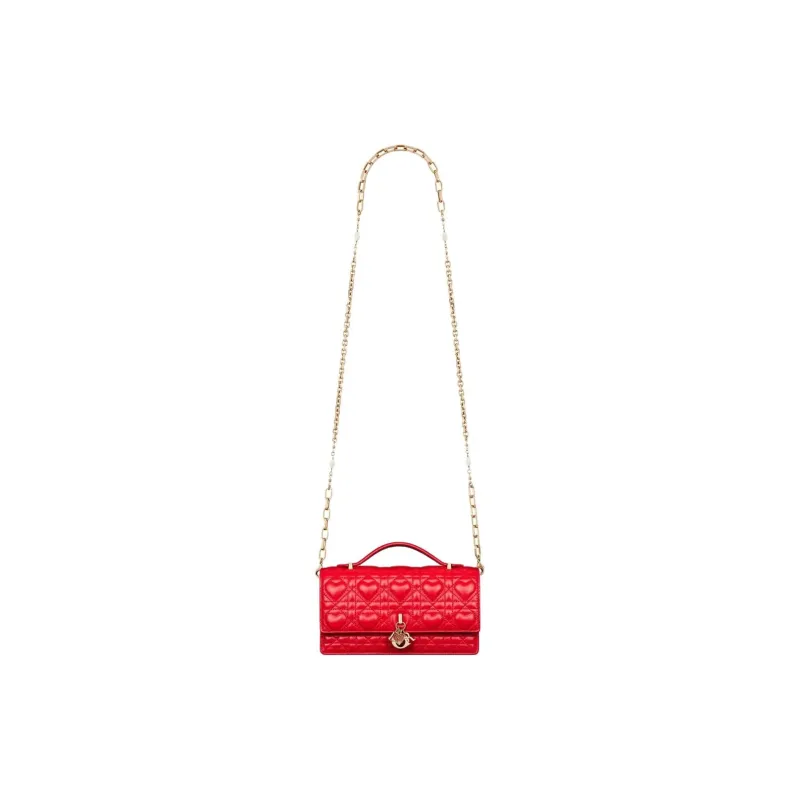 DIOR My Dior Leather Handbag Mini Women's Red-1