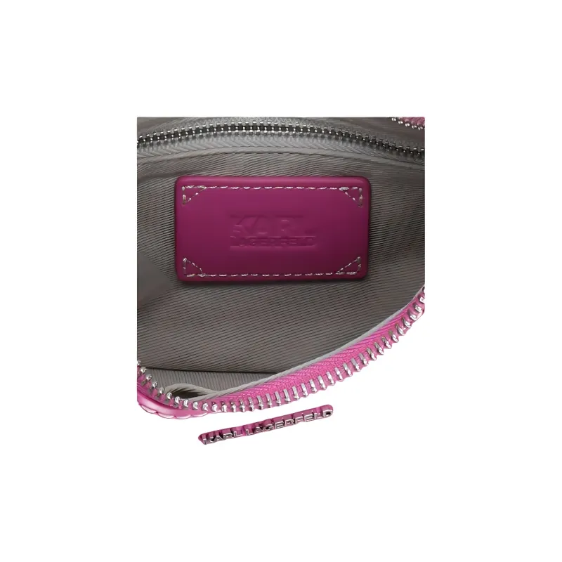 KARL LAGERFELD Cowhide Leather Shoulder Bag, Handbag, Shoulder Bag Women's Purple-3