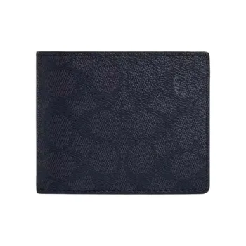 COACH 3 IN 1 Wallet Canvas Wallet Mini Women's Midnight Marine Blue