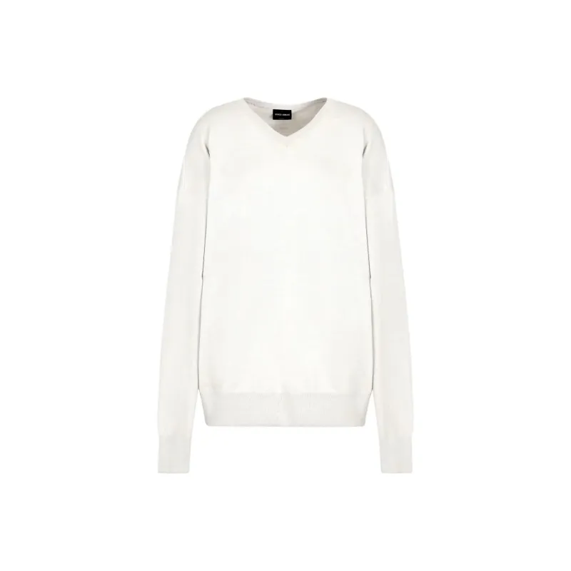 GIORGIO ARMANI Cashmere Silk And Hemp V neck Jumper-0