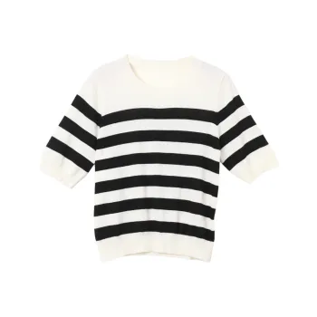SETIROM Knitwear Women's Black White Stripes