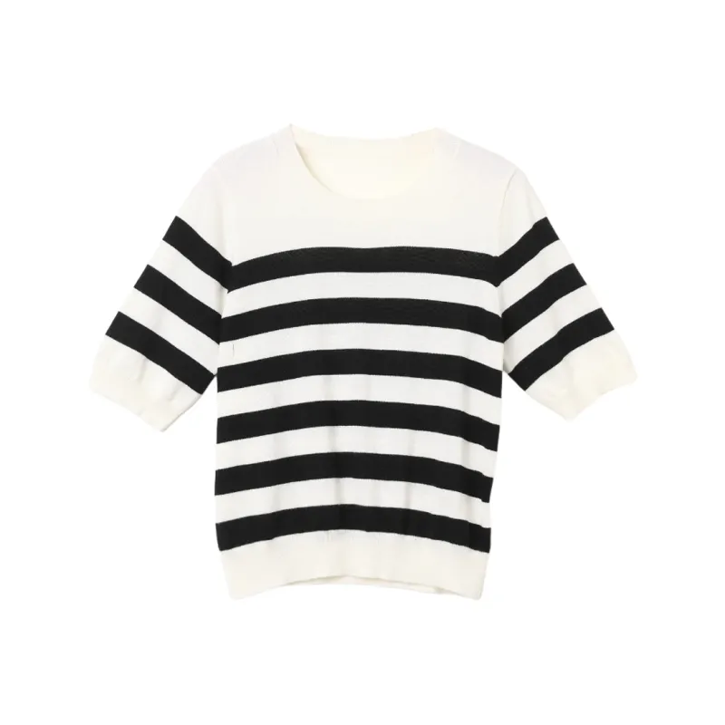 SETIROM Knitwear Women's Black White Stripes-0