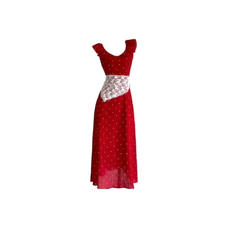 ETSE Sleeveless Dresses Women's Red Dress Formula Kimono-0